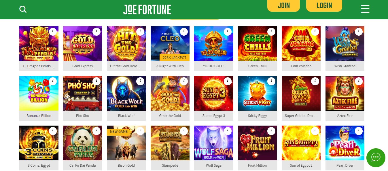 Joe Fortune Casino EU Site