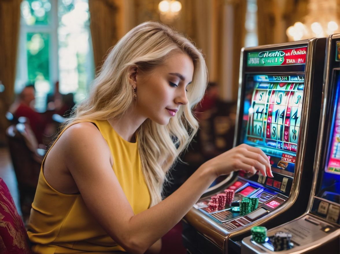 woman playing a slot machine 